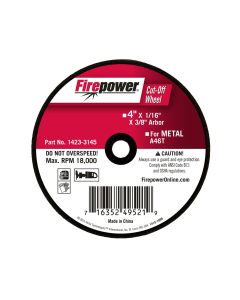 FPW1423-3145 image(0) - Firepower CUT-OFF WHEEL, 4"X1/16"X3/8"