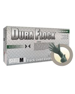 MFXDFK608XL image(1) - Microflex DURA FLOCK 8 MIL FLOCK-LINED GREEN NITRILE GLOVE EXTRA LARGE