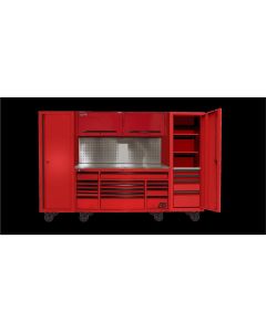 120? RS PRO CTS Roller Cabinet & Side Lockers Combo with Toolboard Backsplash - Red