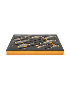 KDTGWMSSCRSL image(0) - GearWrench 9 Piece Slotted Dual Material Screwdriver Set in Foam Storage Tray