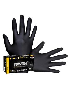 SAS66518 image(1) - SAS Safety Raven Black 7mil PF Nitrile Gloves, Large (pk of 100)
