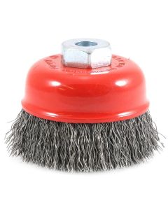 Forney Industries Cup Brush, Crimped, 2-3/4 in x .014 x M10 x 1.25 Arbor