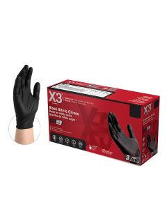 Ammex Corporation XL X3 Powder Free, Textured, Black Nitrile