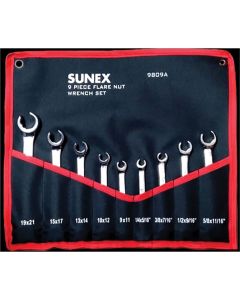 Sunex 9 Pc Polish SAE Metric Flare Nut Wrench Set