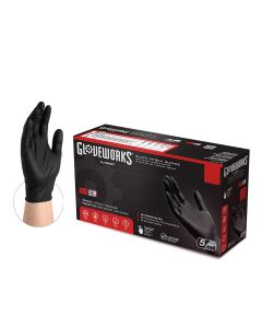 Ammex Corporation M GlovePlus P/F, Textured Black Nitrile Gloves
