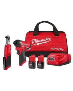 MLW3453-22HSR image(1) - Milwaukee Tool M12 FUEL 1/4" Hex Impact Driver Kit w/ 3/8" High Speed Ratchet