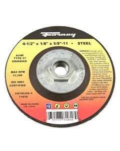 FOR71818 image(0) - Grinding Wheel, Metal, Type 27, 4-1/2 in x 1/8 in x 5/8 in-11