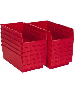 Msc Industrial Supply Shelf Bin, Red, 4 inH x 11 5/8 inL x 6 5/8 inW, 1EA