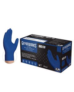 AMXGWRBN46100 image(1) - Gloveworks Royal Blue Nitrile Raised Diamond Texture Disposable Gloves, Size Large