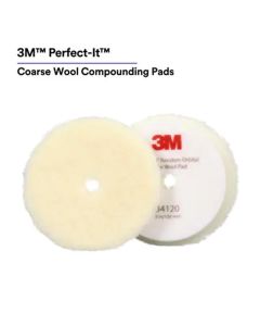 MMM34120 image(0) - 3M&trade; Perfect-It&trade; Random Orbital Coarse Wool Compounding Pad 34120, 5 Inch (130 mm), White, 2 Pads/Bag