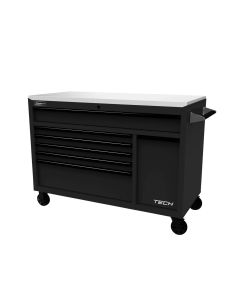 HOMBK04054070 image(0) - Homak Manufacturing Homak 54" TECH Workstation w/Power Tool Drawer and Stainless Steel Top, Black
