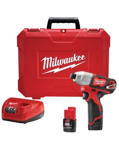 MLW2462-22 image(1) - Milwaukee Tool M12 1/4&rdquo; Hex Impact Driver Kit