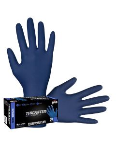 SAS Safety Box of 50 Thickster Powdered Exam Grade Latex Gloves, Ultra Thick and Disp., L