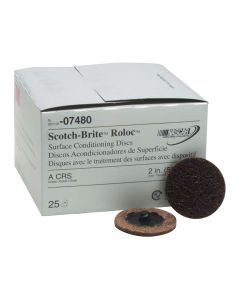 MMM7480 image(0) - 3M 3M Scotch Brite Roloc Surface Conditioning Discs, 2 inches, Coarse and Brown, 25 per Pack