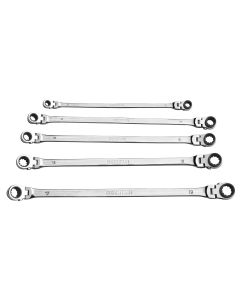 MTNRM6 image(1) - Mountain 5-Piece Metric Double Box Universal Spline Reversible Ratcheting Wrench Set; 8 mm - 19mm, 90 Tooth Design, Long, Flexible, Reversible