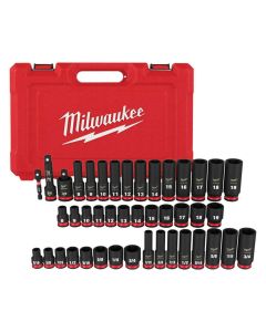 MLW49-66-7009 image(1) - Milwaukee Tool 43PC SHOCKWAVE Impact Duty 3/8" Drive SAE & Metric Deep 6 Point Socket Set