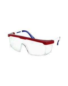 Sellstrom - Safety Glasses - Sebring Series - Clear Lens - Red/White/Blue Frame - Hard Coated