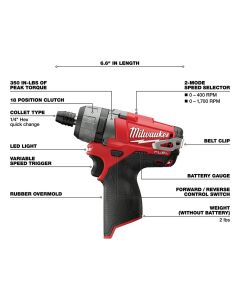 MLW2402-20 image(1) - Milwaukee Tool M12 FUEL 1/4" Hex 2-Speed Screwdriver (Tool Only)
