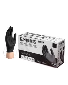 AMXGWBEN44100 image(0) - Ammex Corporation Gloveworks Black Nitrile PF Exam MD Gloves