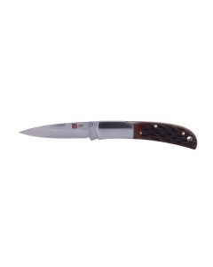 Sunex Knife HJBCC LB AUS8 58HRC Satin 3.15in Trad SSB Brown Leathe