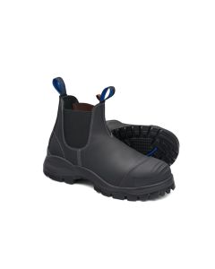 Steel Toe Slip-On Elastic Side Boots w/ Kick Guard, Black, AU size 9, US size 10