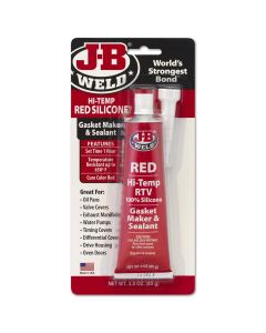 JBW31314 image(0) - J-B Weld 31314 High Temperature RTV Silicone Gasket Maker and Sealant - Red - 3 oz.