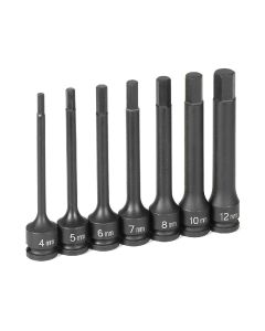 GRE1247MH image(0) - Grey Pneumatic 3/8" Dr. 7 Pc.  4" Length Metric Hex Driver Set
