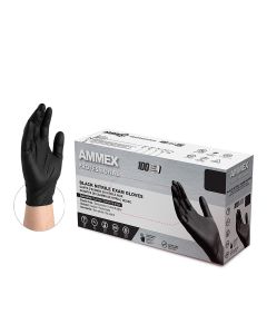 Ammex Corporation AMMEX Black Nitrile PF Exam Gloves, Large