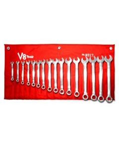 V-8 Tools 17PC STANDARD LENGTH COMBO WRENCH SET, MM